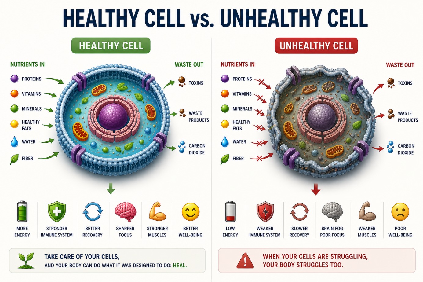 Healthy vs unhealthy cell